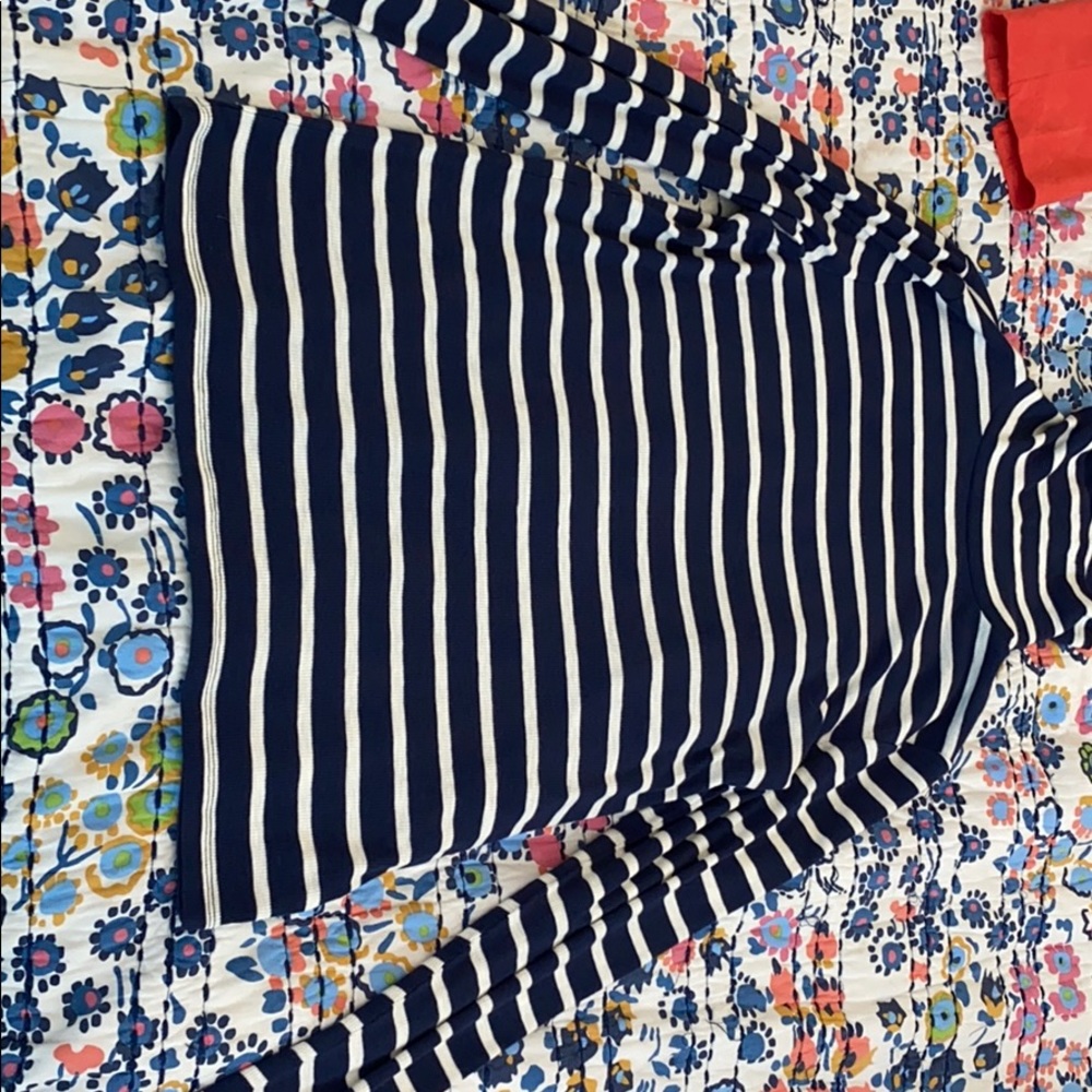 Blue and white striped Aerie Turtle Neck shirt